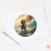 Sticker Rond Bernedoodle Beach Surf Peinture (Enveloppe)