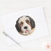 Sticker Rond Bernedoodle Chien 3D inspiré (Enveloppe)