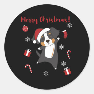 Sticker Rond Bernese Joyeux Noël Joyeux Chiens de Noël