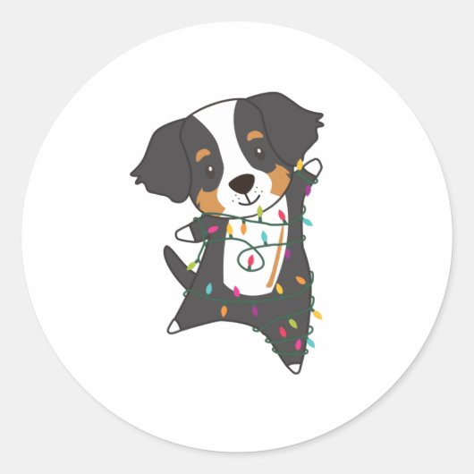 Sticker Rond Bernese Joyeux Noël Joyeux Chiens de Noël (Devant)