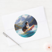Sticker Rond Bernese Mountain Beach Surf Paining (Enveloppe)