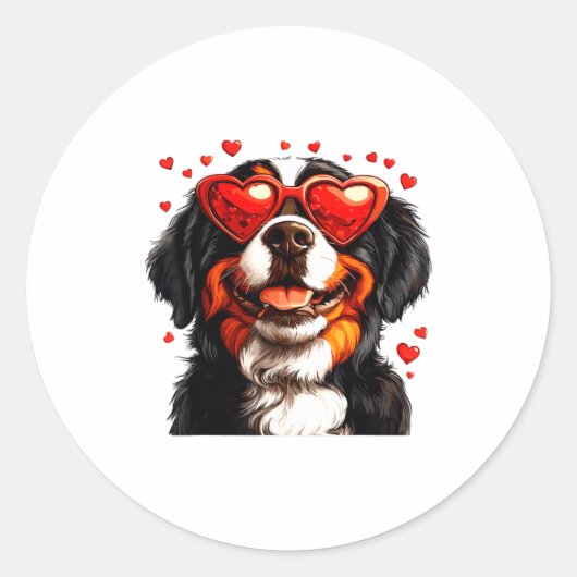 Sticker Rond Bernese Mountain Cute Berner Dog Lover Valentines  (Devant)