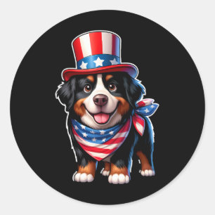 Sticker Rond Bernese Mountain Dog 4 juillet Hommes Femmes Enfan
