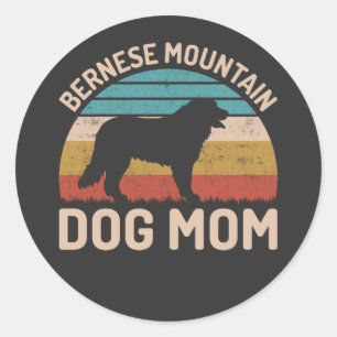 Sticker Rond Bernese Mountain Dog Mom, Bernese Dog Mom