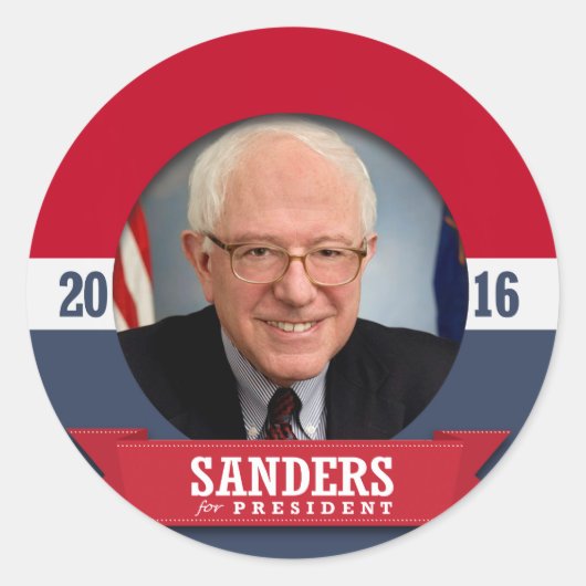 STICKER ROND BERNIE SANDERS 2016 (Devant)