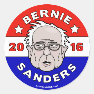 Sticker Rond Bernie Sanders pour la présidence 2016 Feuille