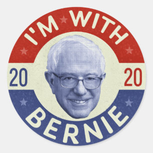 Sticker Rond Bernie Sanders Président 2020 Démocrate Photo Retr