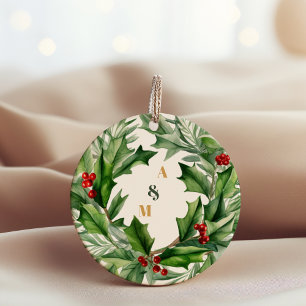 Sticker Rond Berries de Noël et Mariage de pin