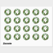 Sticker Rond Berries de Noël et Mariage de pin (Feuille)