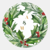 Sticker Rond Berries de Noël et Mariage de pin (Devant)
