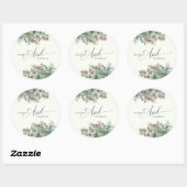 Sticker Rond Berries d'hiver et Pine Aquarelle Mariage de verdu (Feuille)