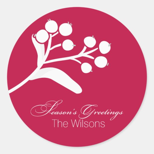 Sticker Rond Berries et Branches Vacances (Devant)