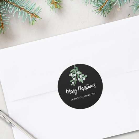 Sticker Rond Berries Joyeuses Personnalisées Feuilles Noir