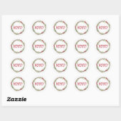 Sticker Rond Berries vertes hiver Wreath Noël XOXO (Feuille)
