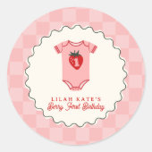 Sticker Rond Berry 1er Anniversaire Chemise fraise tableau (Devant)