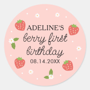 Sticker Rond Berry 1er Anniversaire fraise