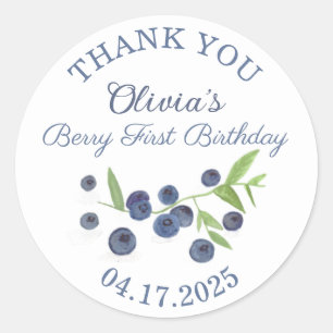 Sticker Rond Berry aux bleuets 1er anniversaire