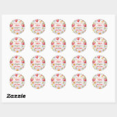 Sticker Rond Berry baby shower fraise doux merci pour (Feuille)