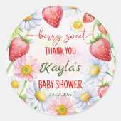 Sticker Rond Berry baby shower fraise doux merci pour (Devant)