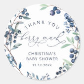 Sticker Rond Berry de bleuets Berry Merci beaucoup (Devant)