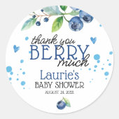 Sticker Rond Berry de bleuets Berry Merci beaucoup (Devant)