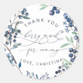 Sticker Rond Berry de bleuets Berry Merci beaucoup (Devant)