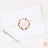 Sticker Rond Berry de fraise Coquette Premier anniversaire (Enveloppe)