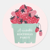 Sticker Rond Berry First Birday Party fraise (Devant)