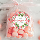 Sticker Rond Berry First Birthday Strawberry Party