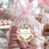 Sticker Rond Berry First Birthday Strawberry Party