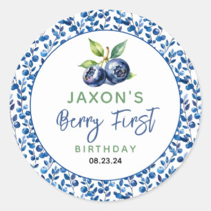 Sticker Rond Berry First Blueberry 1er Anniversaire