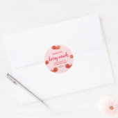 Sticker Rond Berry First | fraise 1er Anniversaire rose (Enveloppe)