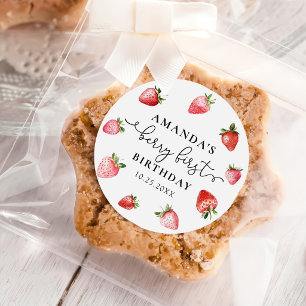 Sticker Rond Berry First Mignonne 1er Anniversaire Fraise Class