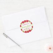 Sticker Rond Berry First Strawberry 1er fête d'anniversaire Per (Enveloppe)
