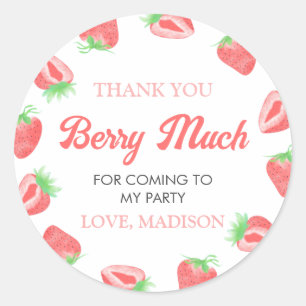 Sticker Rond Berry First Strawberry 1er Merci d'anniversaire