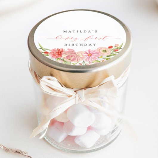 Sticker Rond Berry First Strawberry Été 1er Anniversaire |