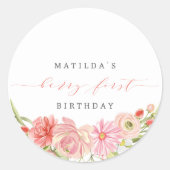 Sticker Rond Berry First Strawberry Été 1er Anniversaire | (Devant)