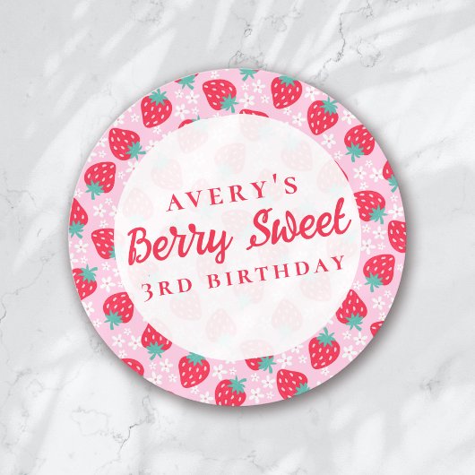 Sticker Rond Berry FirSweetst Anniversaire Fraise Daisy