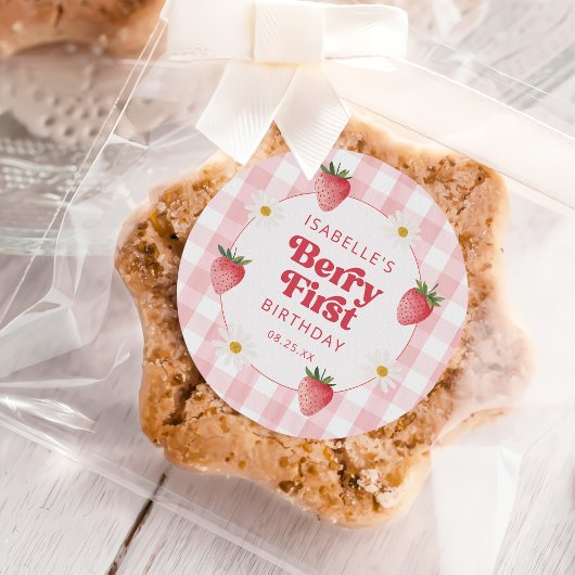 Sticker Rond Berry fraise marguerite 1er anniversaire