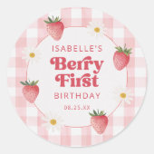 Sticker Rond Berry fraise marguerite 1er anniversaire (Devant)
