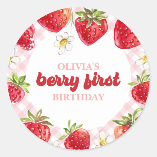 Sticker Rond Berry fraise Premier anniversaire (Devant)