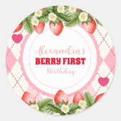 Sticker Rond Berry fraise Premier anniversaire (Devant)