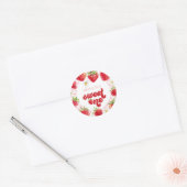 Sticker Rond Berry fraise Premier anniversaire (Enveloppe)