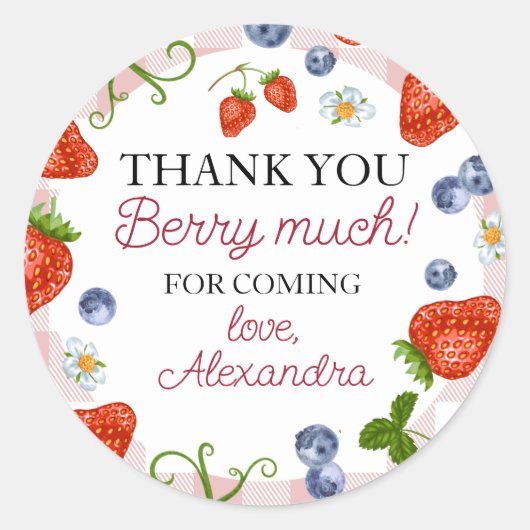 Sticker Rond Berry fraise Premier anniversaire (Devant)