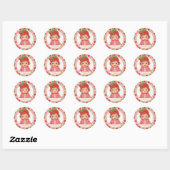 Sticker Rond Berry fraise Premier Anniversaire Classic Round St (Feuille)