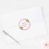 Sticker Rond Berry fraise rouge Premier Merci d'anniversaire (Enveloppe)