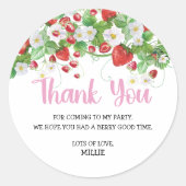 Sticker Rond Berry fraise Sweet Merci d'anniversaire (Devant)