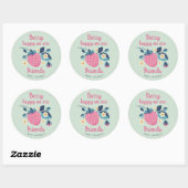 Sticker Rond Berry Happy Strawberry (Feuille)