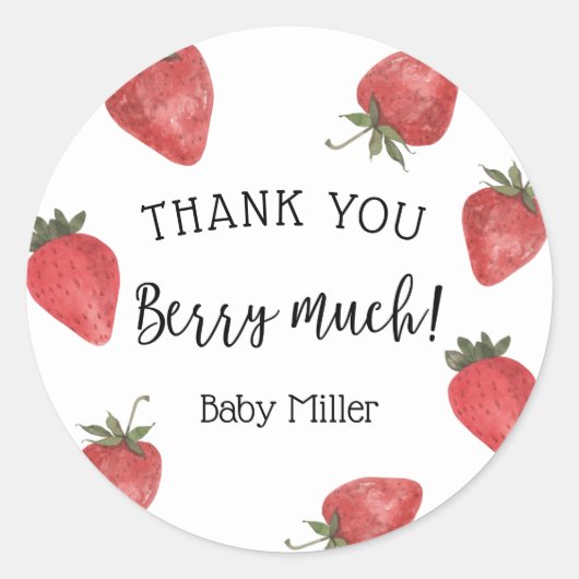 Sticker Rond Berry Merci de fraises (Devant)