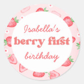 Sticker Rond Berry Merci fraise beaucoup (Devant)